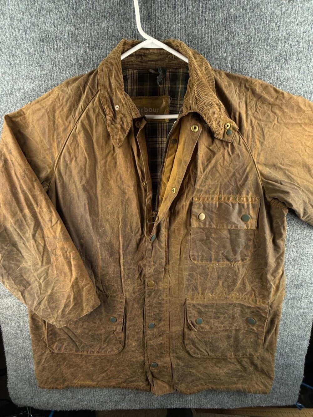 VTG Barbour Solway Zipper 1-crest Brown Wax Jacket Zip Up Lined England Made